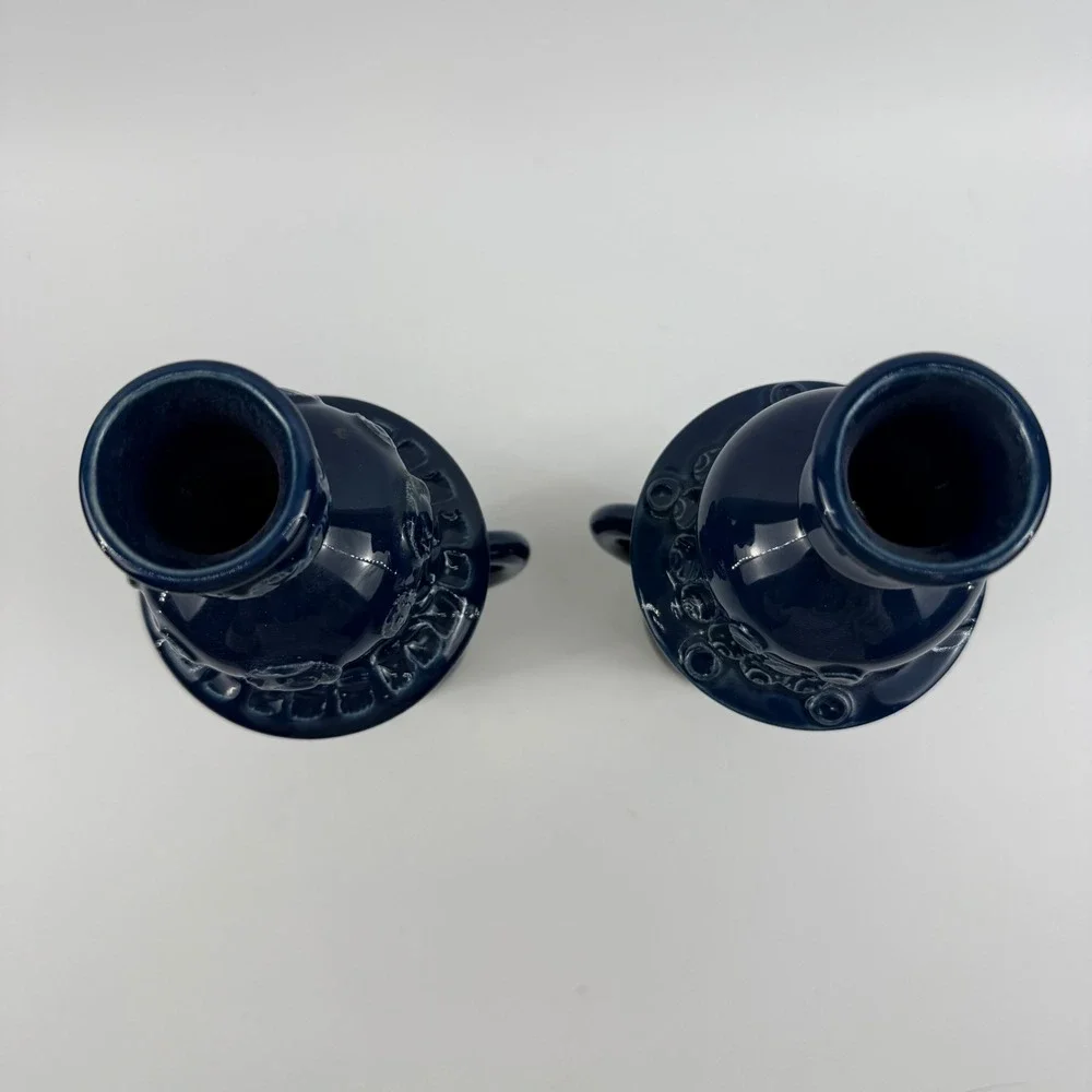 Rosenthal Studio Linie Bjorn Wiinblad Magic People Candlesticks Pair Blue